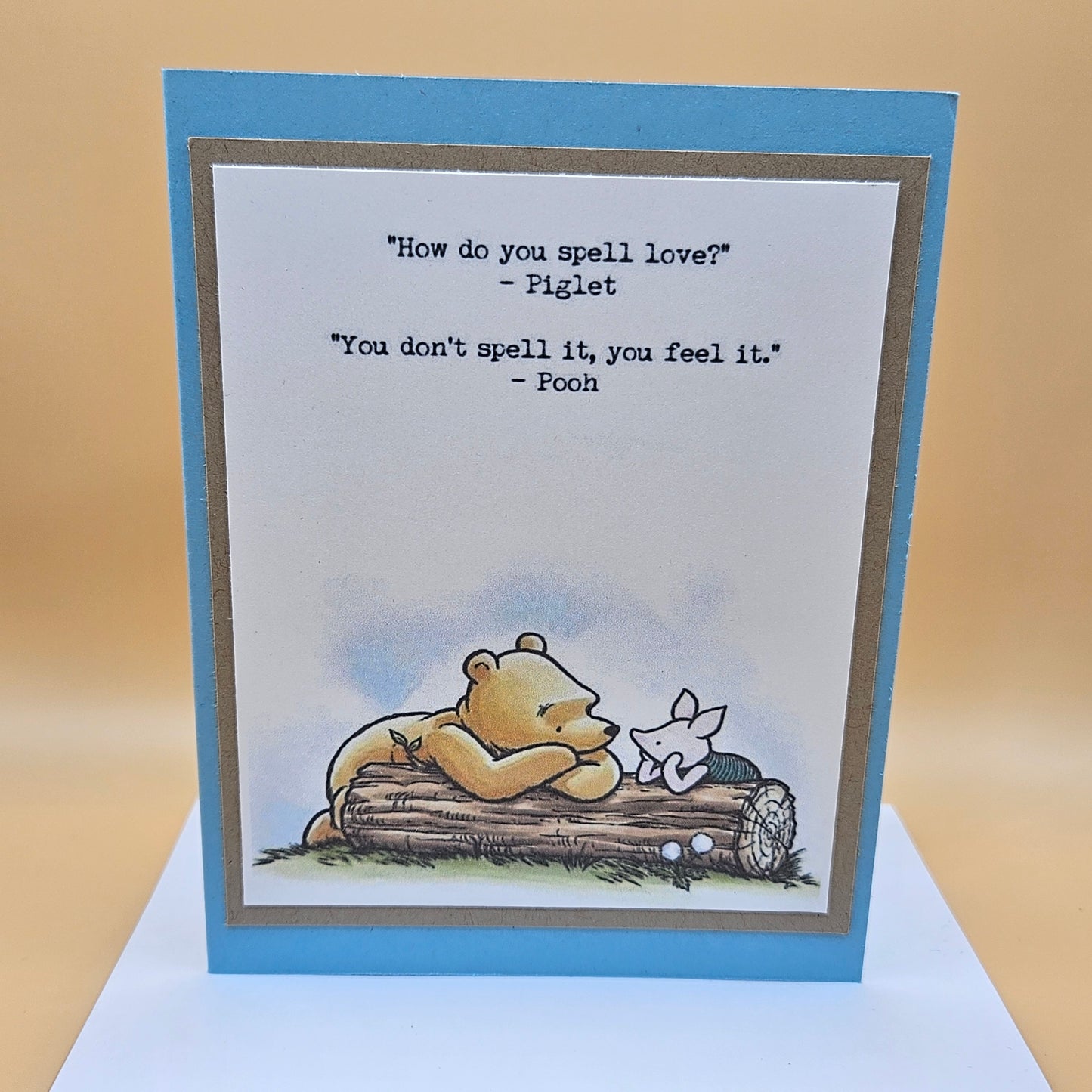 Winnie the Pooh Card for Friends, Handmade Friendship Greeting Card, Piglet & Pooh Quote Card For Best Friend, Bestie Card