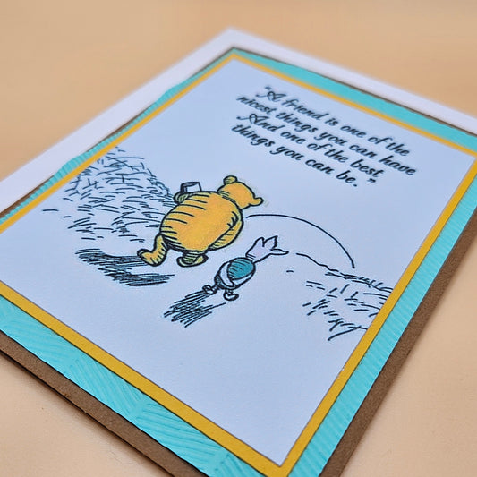 Winnie the Pooh Card, Handmade Greeting Card, Friendship Card, Heartfelt Gift for a Friend, Piglet & Pooh Quote Card Tiddly Pom Cards