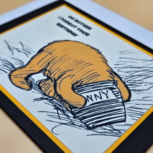 Belated Birthday Card, Handmade Winnie the Pooh Greeting Card, Oh Bother Tiddly Pom Cards