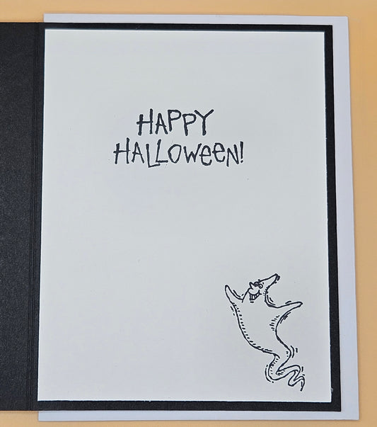 Halloween Card for Friends and Family, Handmade Spooky Greeting Card, Skeleton in Chest