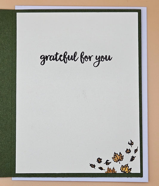 Thanksgiving Card, Handmade Fall Greeting Card, Layered Leaves, Autumn Thank You Card, Grateful Card, A2 Embossed Card
