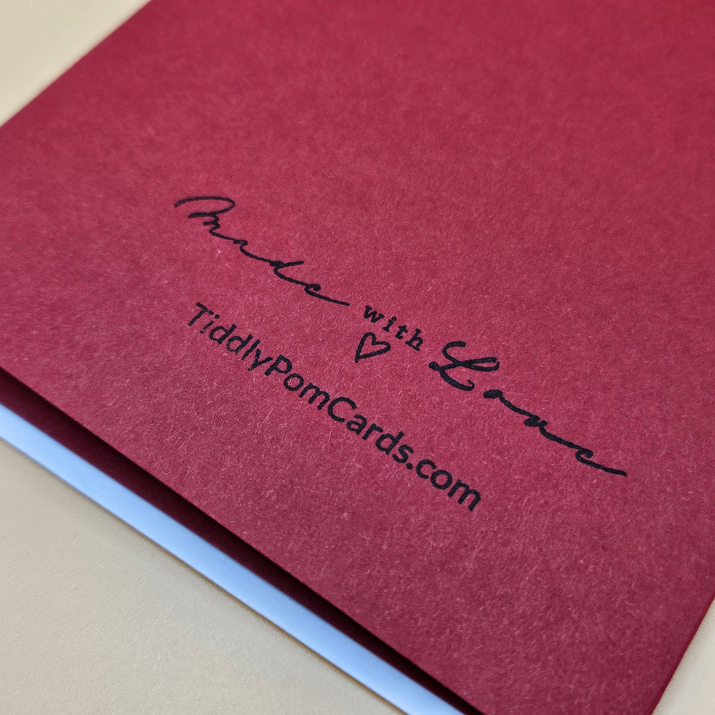 Handmade Christmas Card, Hand Colored Poinsettia & Pinecone Greeting Card Tiddly Pom Cards