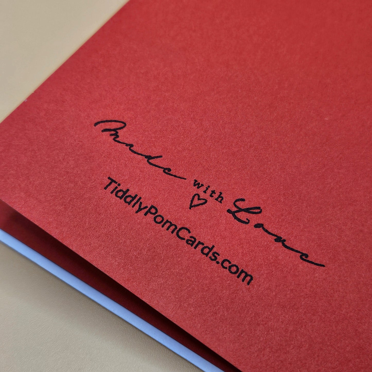 Handmade Christmas Card, Hand Colored Holiday Tree Greeting Card Tiddly Pom Cards