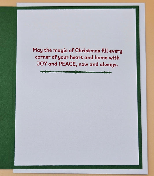 Handmade Christmas Card, Hand Colored Vintage Santa Greeting Card, Holly Jolly Tiddly Pom Cards