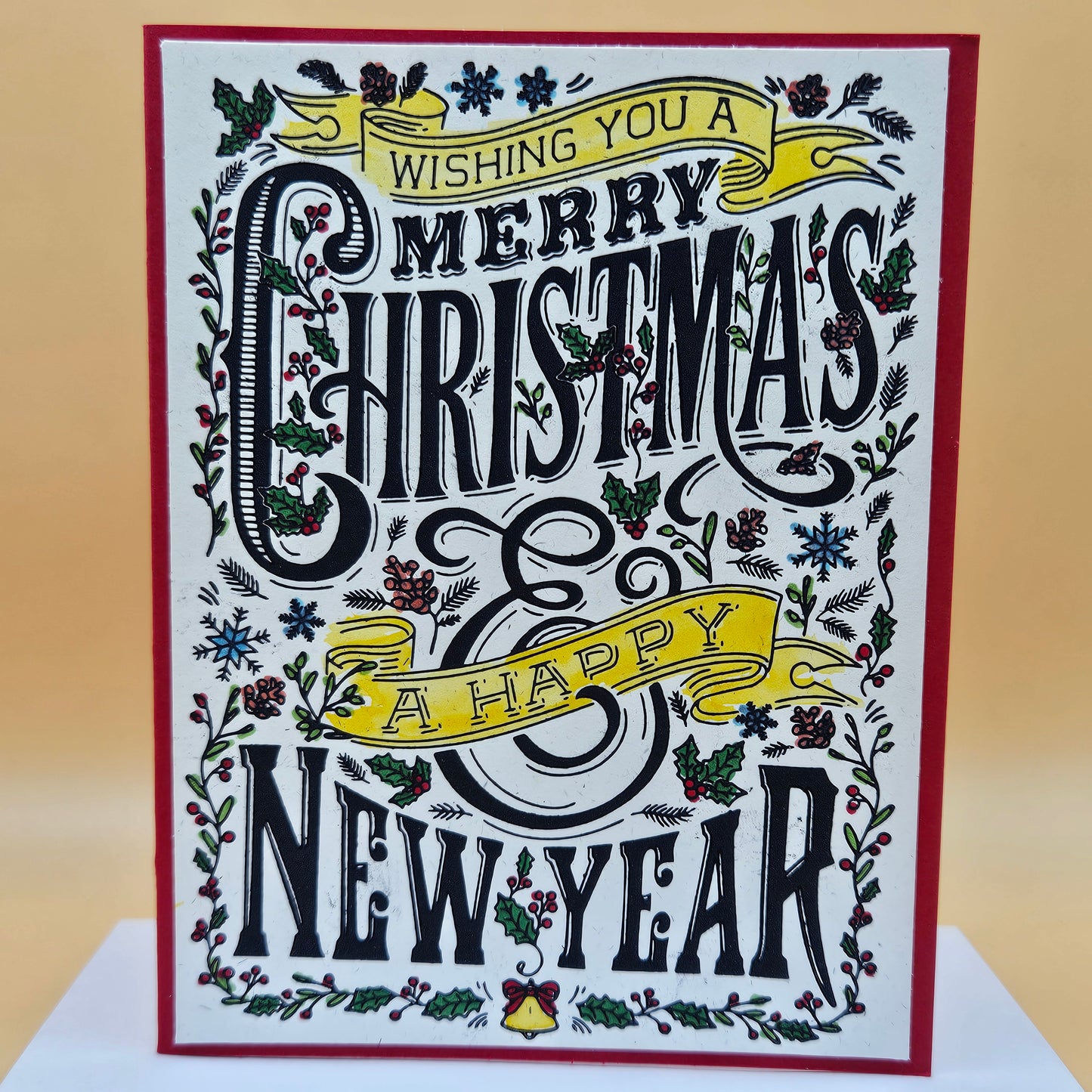 Handmade Christmas Card, Happy New Year Card Festive Holiday Greeting Card