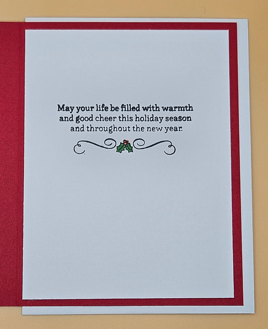 Handmade Christmas Card, Happy New Year Card Festive Holiday Greeting Card