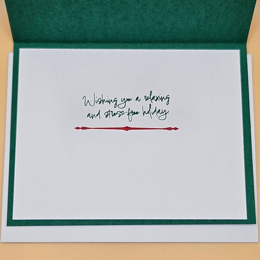 Handmade Christmas Card, Season’s Greetings Winter Pine Forest Greeting Card Tiddly Pom Cards