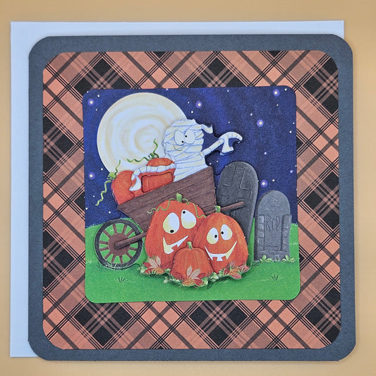 Handmade Halloween Card Set, 5-Pack Square Cards with 3D Decoupage, Cute Owls, Cats & Pumpkins, Unique Fall Greeting Bundle