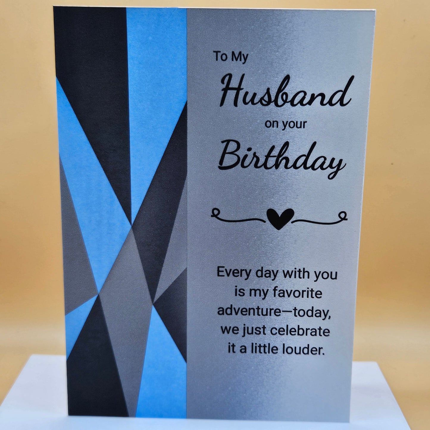 Birthday Card for Husband, Romantic Greeting Card for Him, Blue Heartfelt Message Masculine Card Tiddly Pom Cards