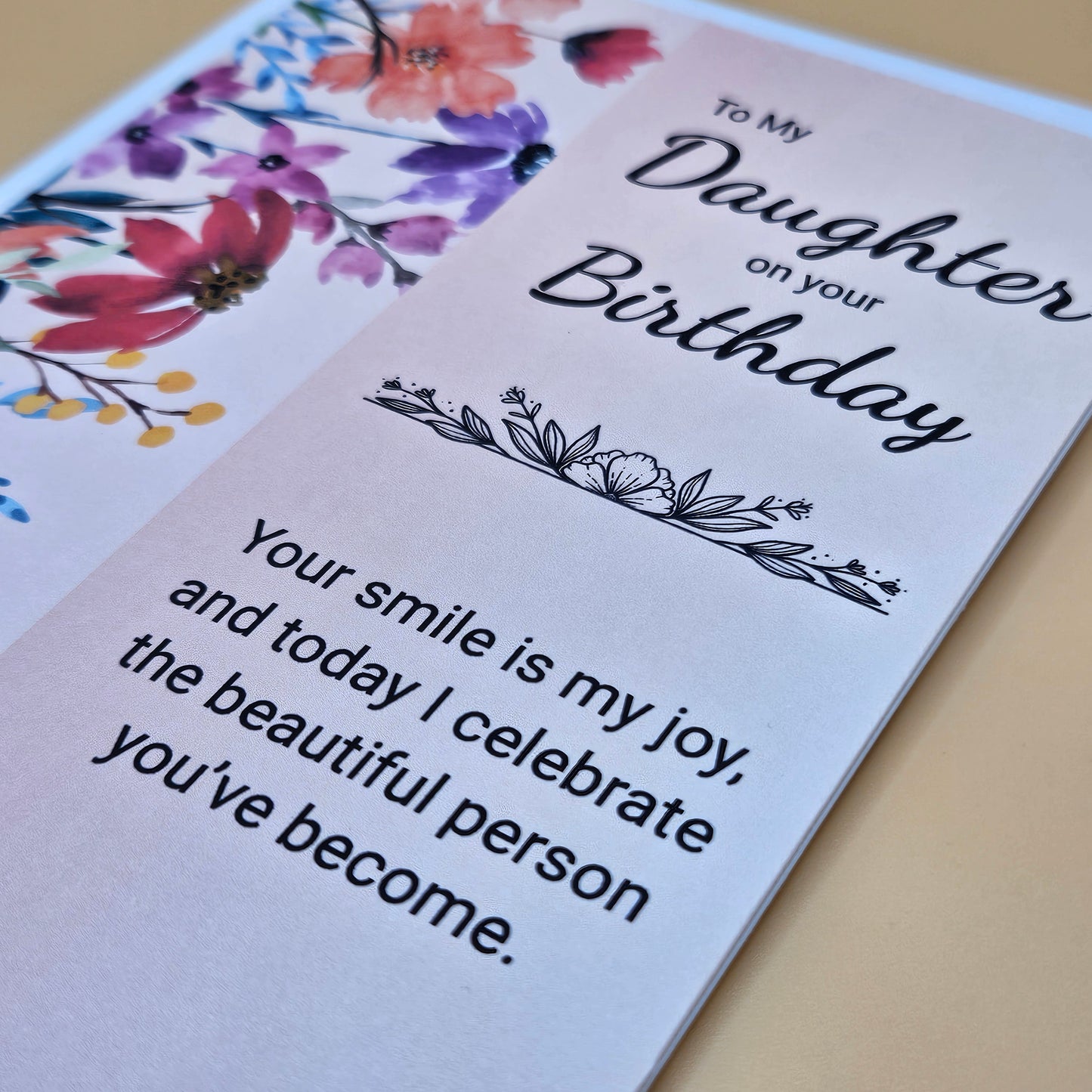 Birthday Card for Daughter, Watercolor Pastel Floral Greeting Card with Heartfelt Message, Card for Her