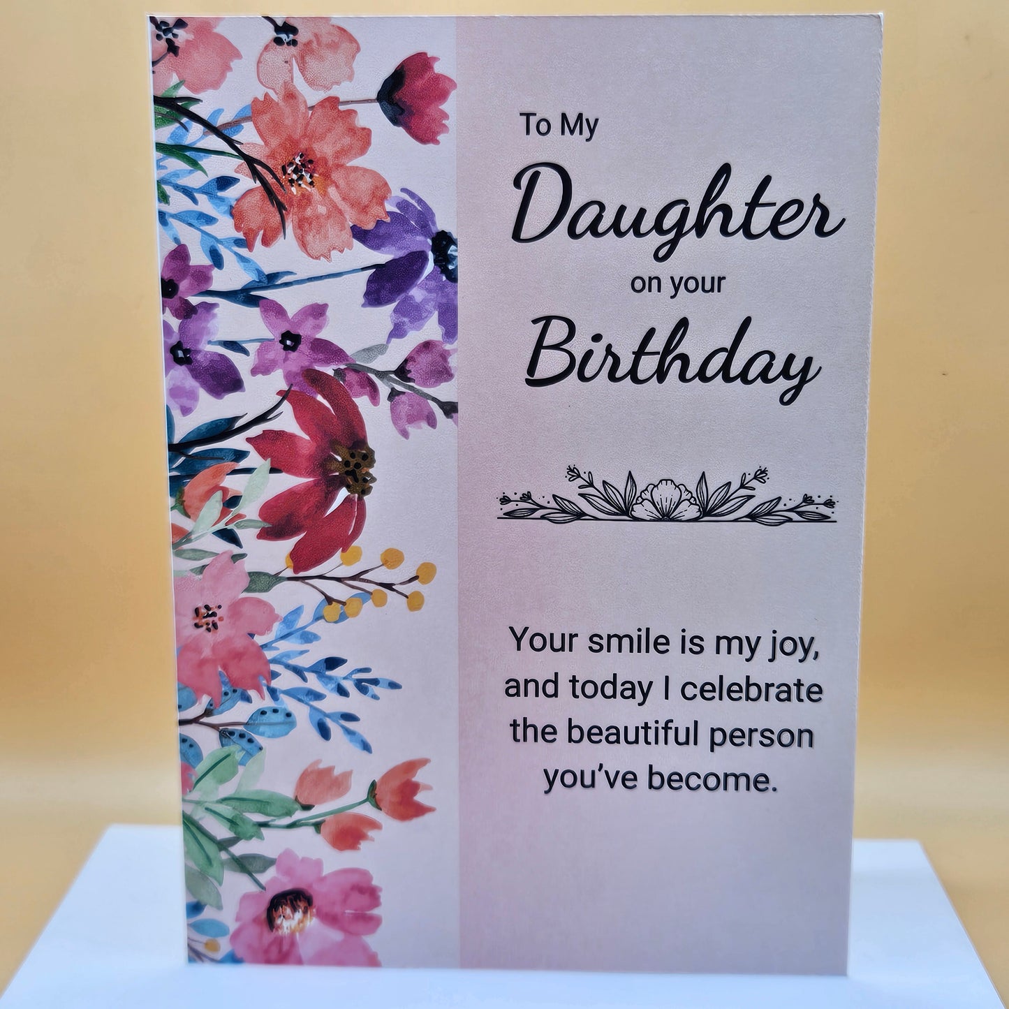 Birthday Card for Daughter, Watercolor Pastel Floral Greeting Card with Heartfelt Message, Card for Her