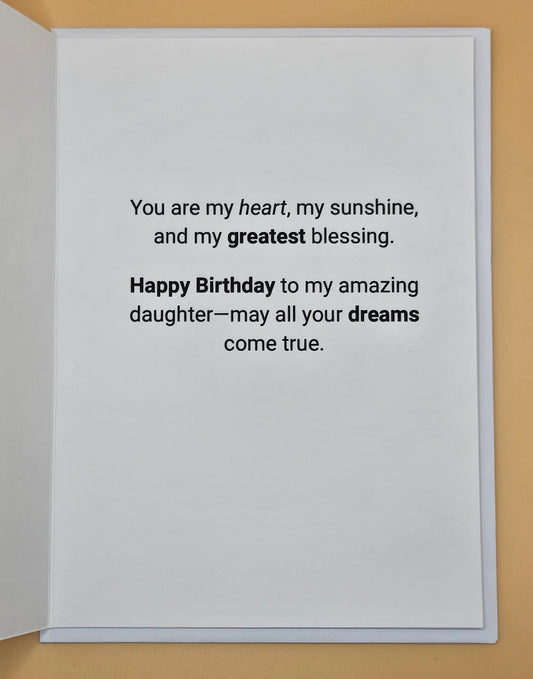 Birthday Card for Daughter, Watercolor Pastel Floral Greeting Card with Heartfelt Message, Card for Her