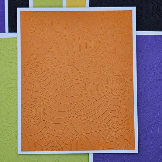 Embossed Halloween Note Cards, Handmade Spiderweb Stationery Set of 10 in Fall Colors