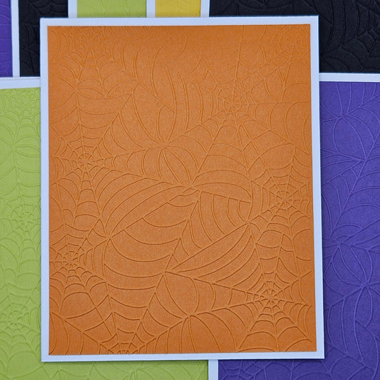 Embossed Halloween Note Cards, Handmade Spiderweb Stationery Set of 10 in Fall Colors Tiddly Pom Cards