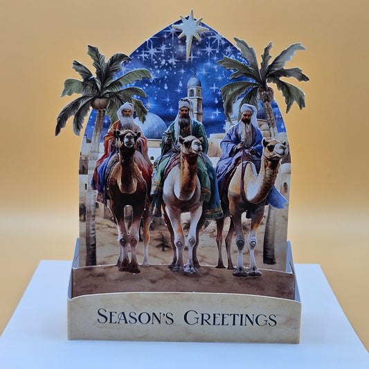 Handmade Pop-Up Christmas Card, 3D Decoupage Season’s Greetings with Three Wise Men
