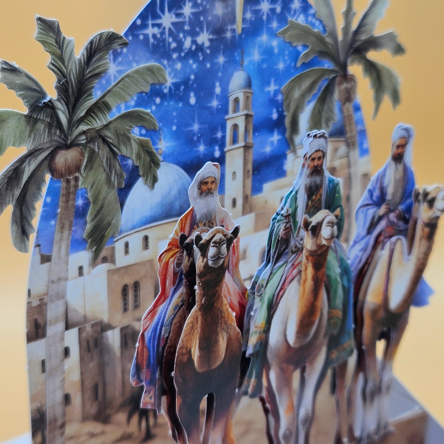 Handmade Pop-Up Christmas Card, 3D Decoupage Season’s Greetings with Three Wise Men