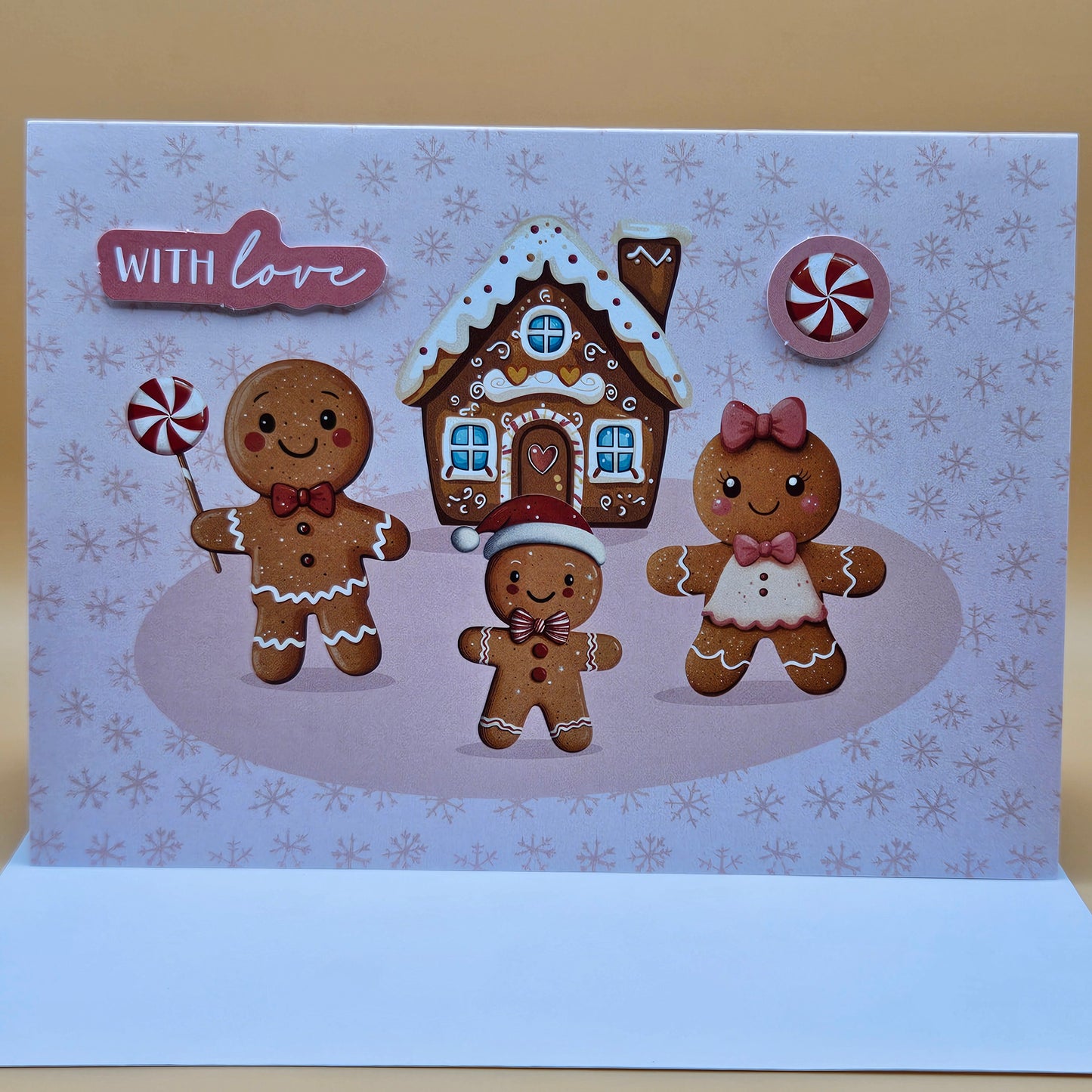 Handmade Pop-Up Christmas Card, Season’s Greetings, Gingerbread House & Family