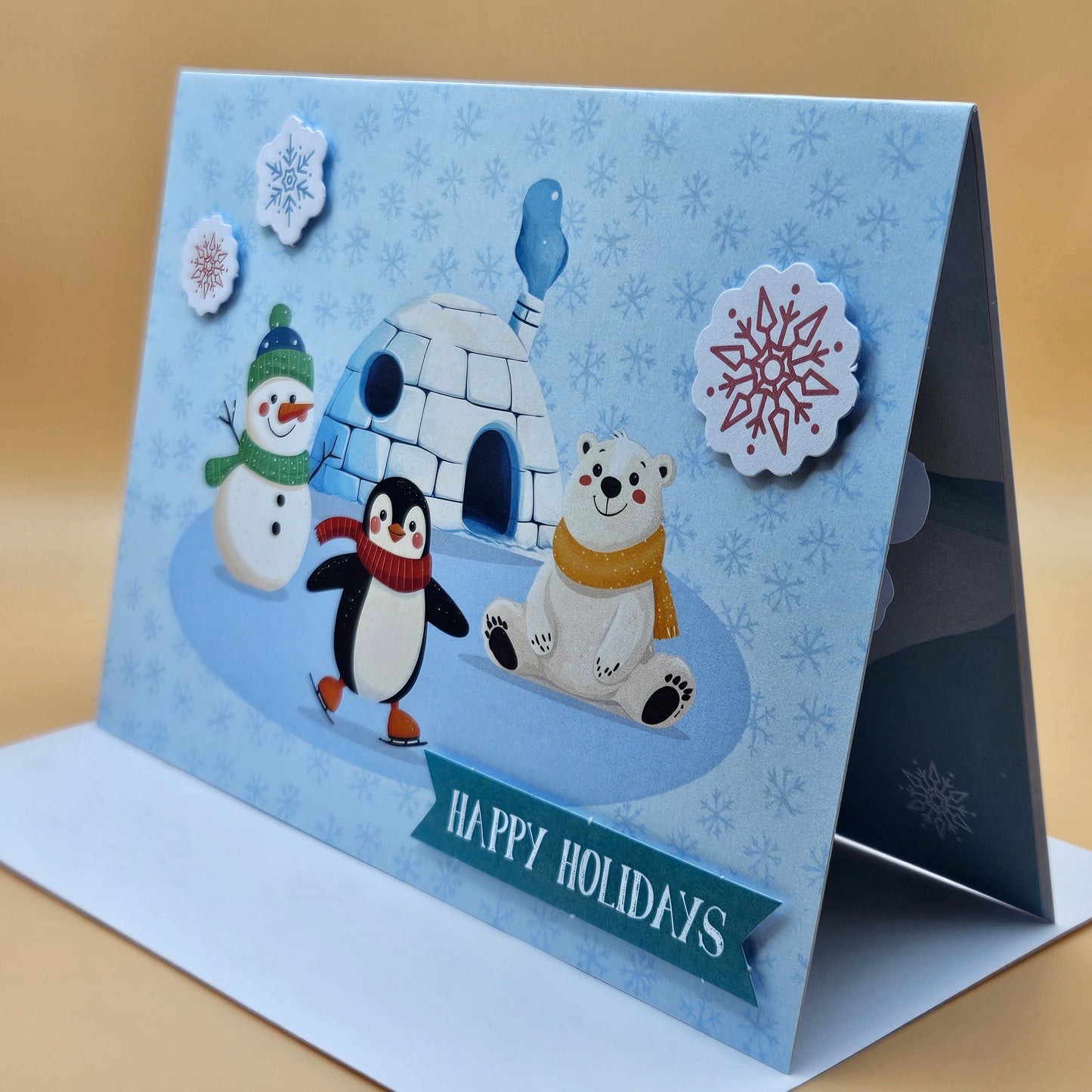 Handmade Pop-Up Christmas Card, Happy Holidays Igloo Scene