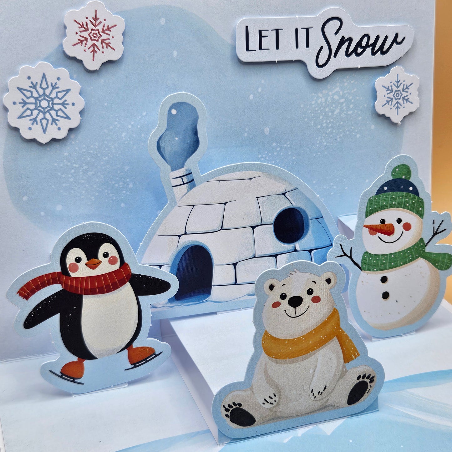 Handmade Pop-Up Christmas Card, Happy Holidays Igloo Scene