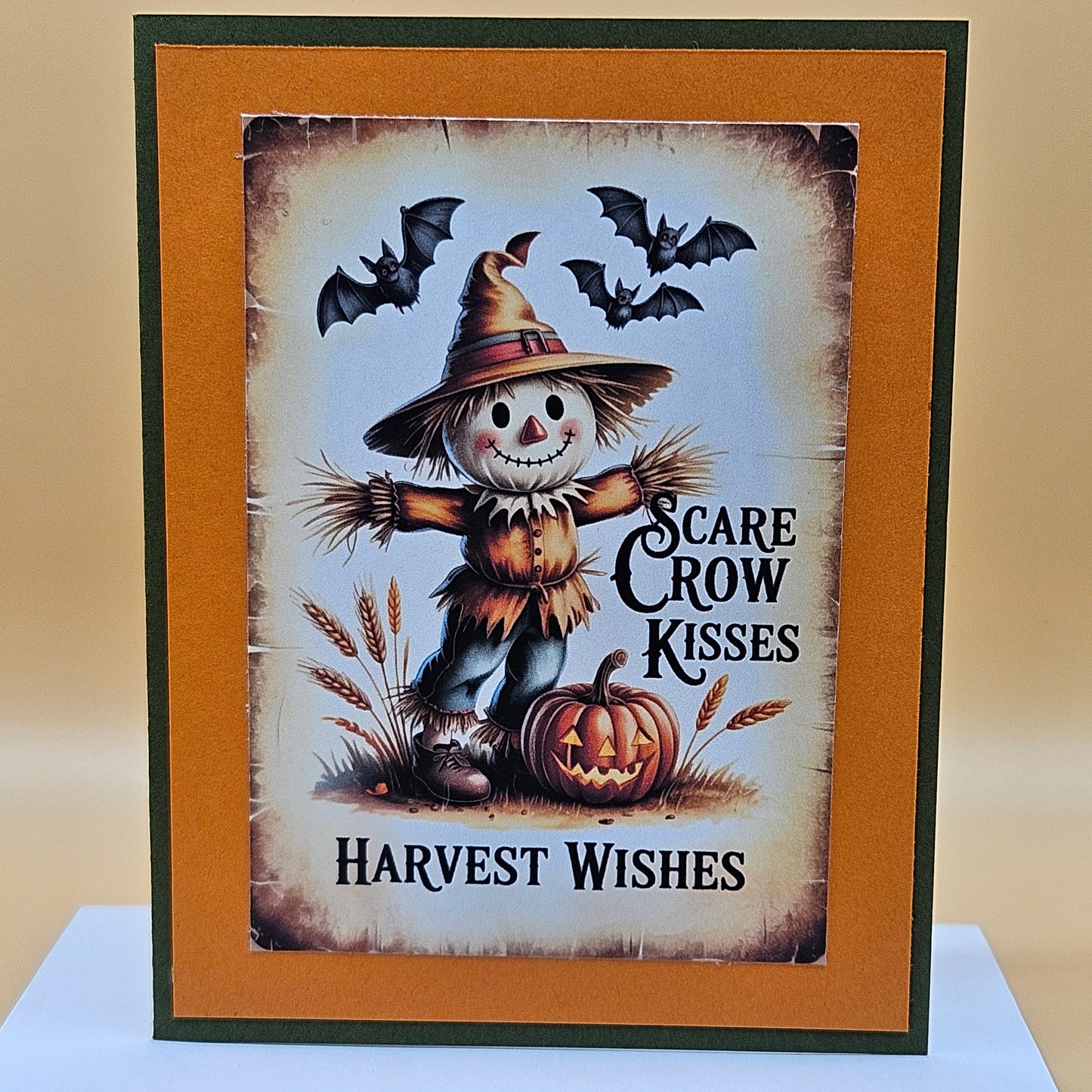 Handmade Halloween Card, Autumn Greeting Card for Friends and Family, Thanksgiving Scarecrow Harvest