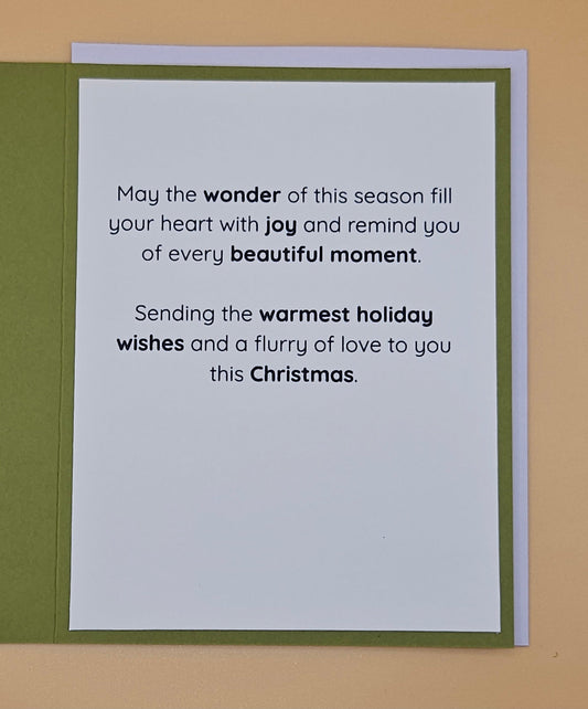 Handmade Christmas Card, Reindeer Kisses Holiday Wishes Greeting Card with Heartfelt Message Inside, Keepsake Christmas Gift for Loved Ones Tiddly Pom Cards