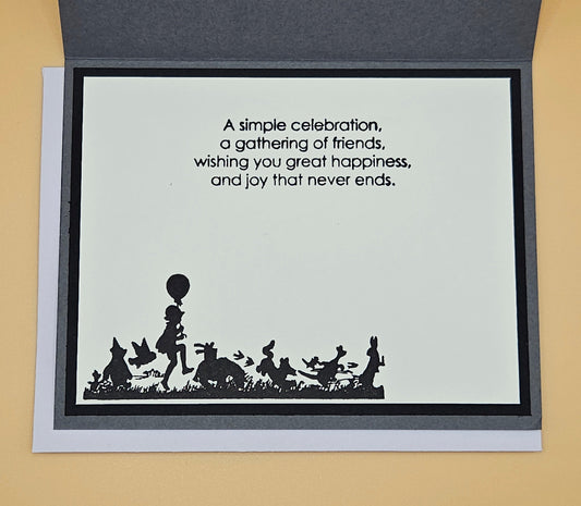 Handmade Winnie the Pooh Birthday Card, Sunset Silhouette Design, Tigger Piglet Eeyore & Friends, Celebration Card for Fans & Kids at Heart Tiddly Pom Cards