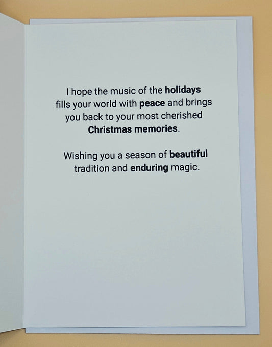 Vintage Christmas Card, Watercolor Ornament Holiday Greeting Card with Gold Glitter Accents Tiddly Pom Cards