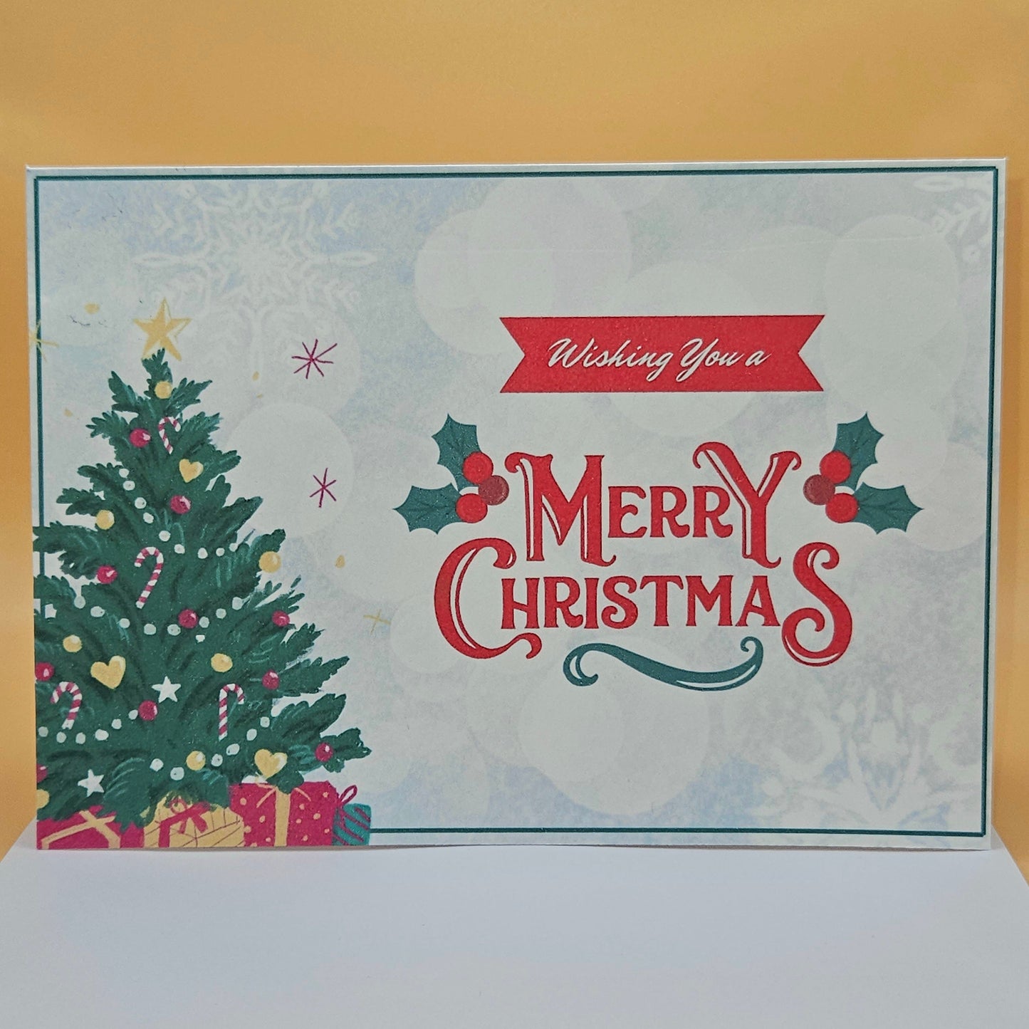 Vintage Christmas Card, Traditional Holiday Christmas Tree Greeting Card Tiddly Pom Cards