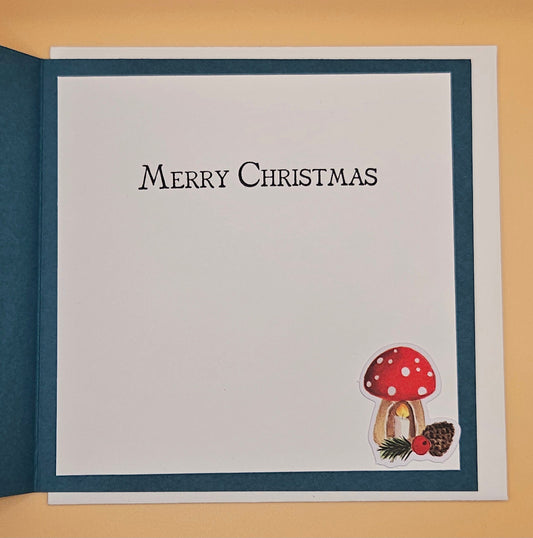 Handmade Christmas Card, Woodland Gnome Decoupage Greeting Card, Vintage Santa/Gnome Scene, Festive Forest Keepsake Tiddly Pom Cards