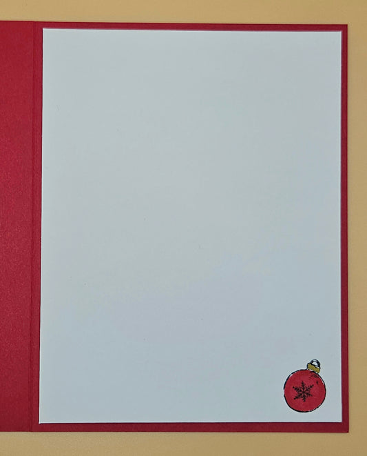 Handmade Christmas Card, Traditional Holiday Tree Greeting Card, Classic Santa, Elves Tree Keepsake