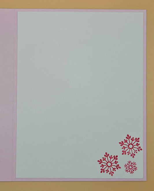 Handmade Christmas Card, Pink Watercolor Snowman Greeting Card, Pastel Let is Snow Holiday Keepsake