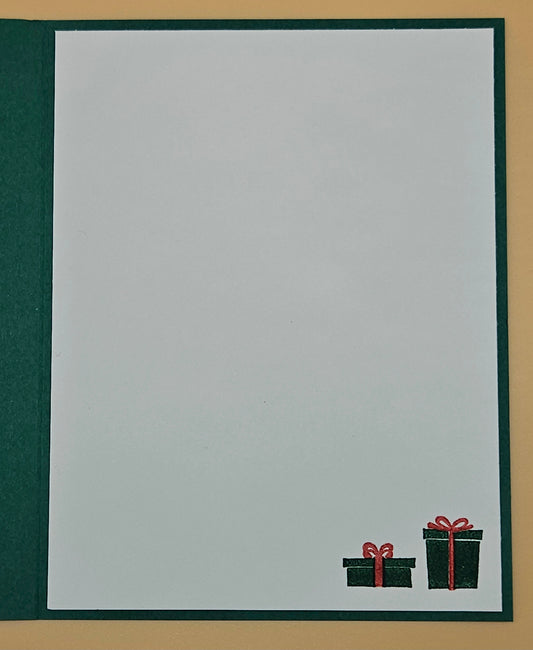 Handmade Christmas Card, Hand Colored Dimensional Tree Holiday Greeting, Merry Christmas Sentiment Keepsake Tiddly Pom Cards