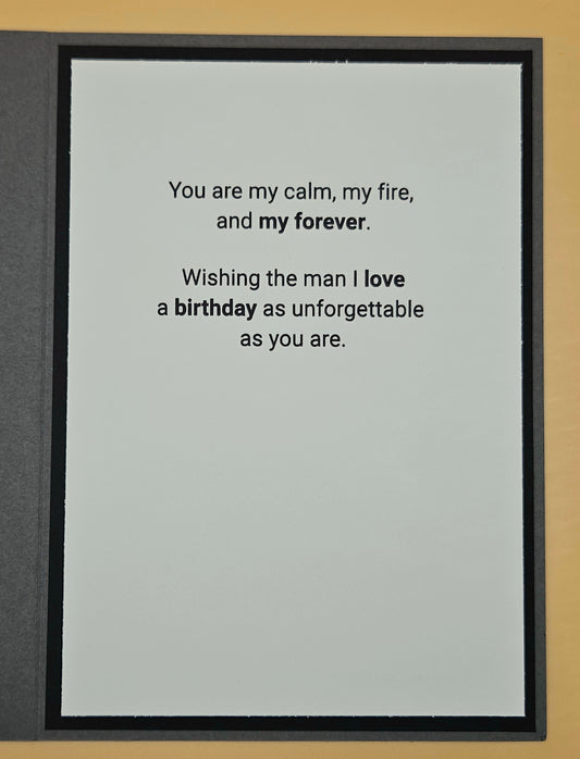 Birthday Card for Husband, Handmade Romantic Greeting Card for Him, Blue Heartfelt Message Masculine Card