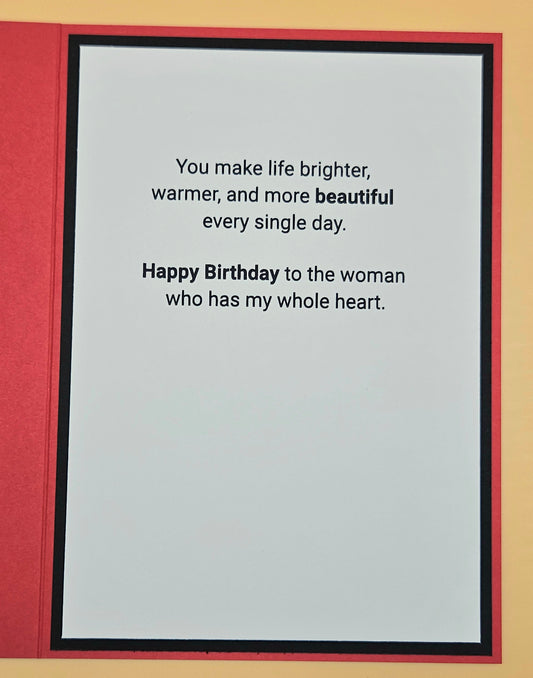Birthday Card for Wife, Handmade Romantic Pink Hearts, Heartfelt Keepsake
