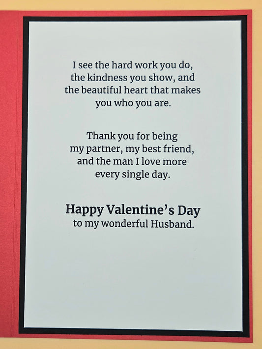 Valentine's Day card for a husband with a message of appreciation and love.