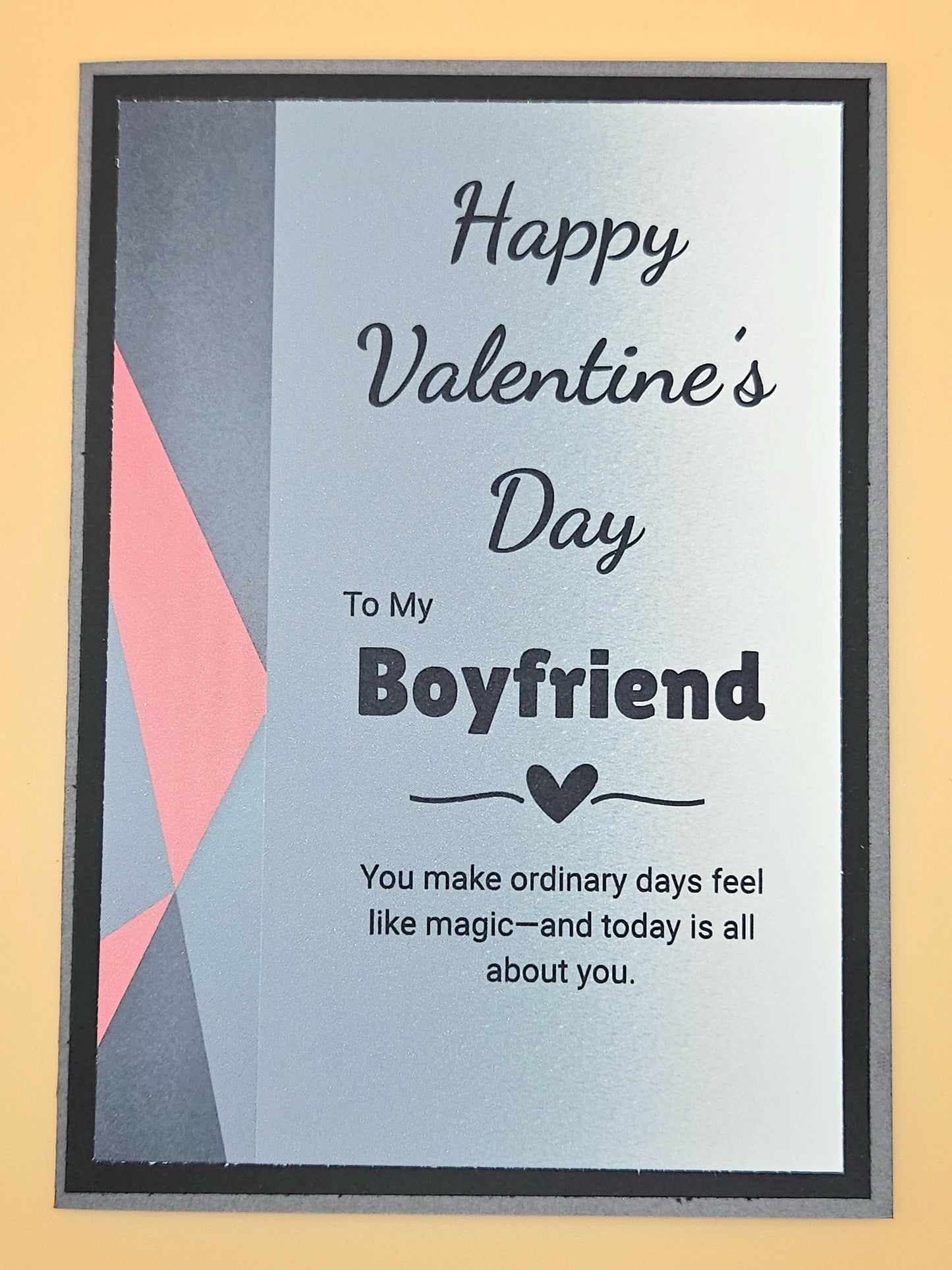 Valentine's Day card for a boyfriend with geometric design on a beige background