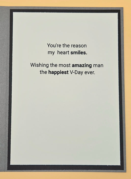 Framed card with Valentine's Day message on a beige background