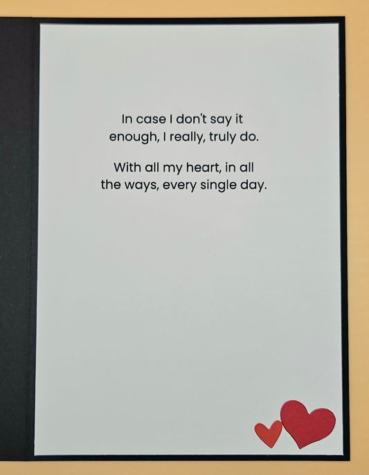 Romantic Card, Handmade I Do Love You Heart Pattern, Valentines Day Anniversary Keepsake, Blank Inside