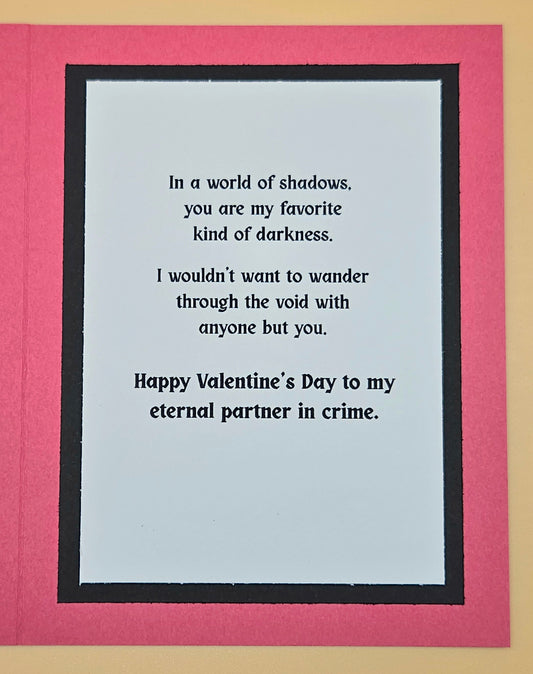 Gothic Valentine's Day Card, Handmade Romantic Keepsake Greeting Card, "Stitched Together", Artistic