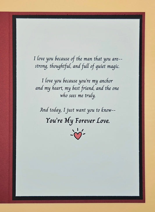 Valentine's Day Card for Husband, Handmade Romantic Keepsake Greeting Card with Heartfelt Love Message for Him,