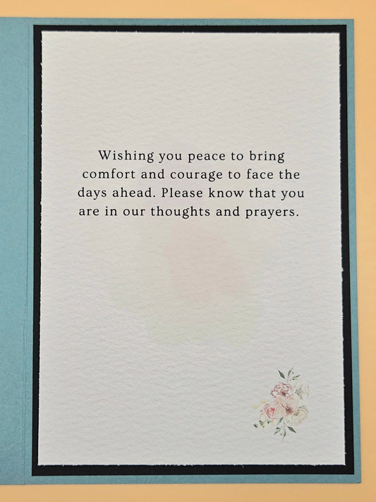 Greeting card with text and floral design on a gradient background