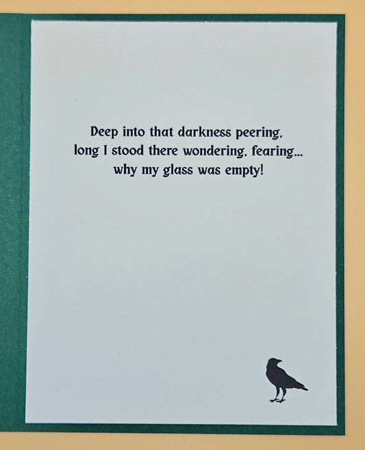 Gothic St. Patrick's Day Card, Handmade Edgar Allan Poe Greeting Card Keepsake, "Poe Me Another"