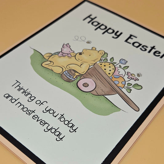Winnie the Pooh Easter Card, Handmade Classic Pooh and Piglet, Thinking Of You, Blank Inside