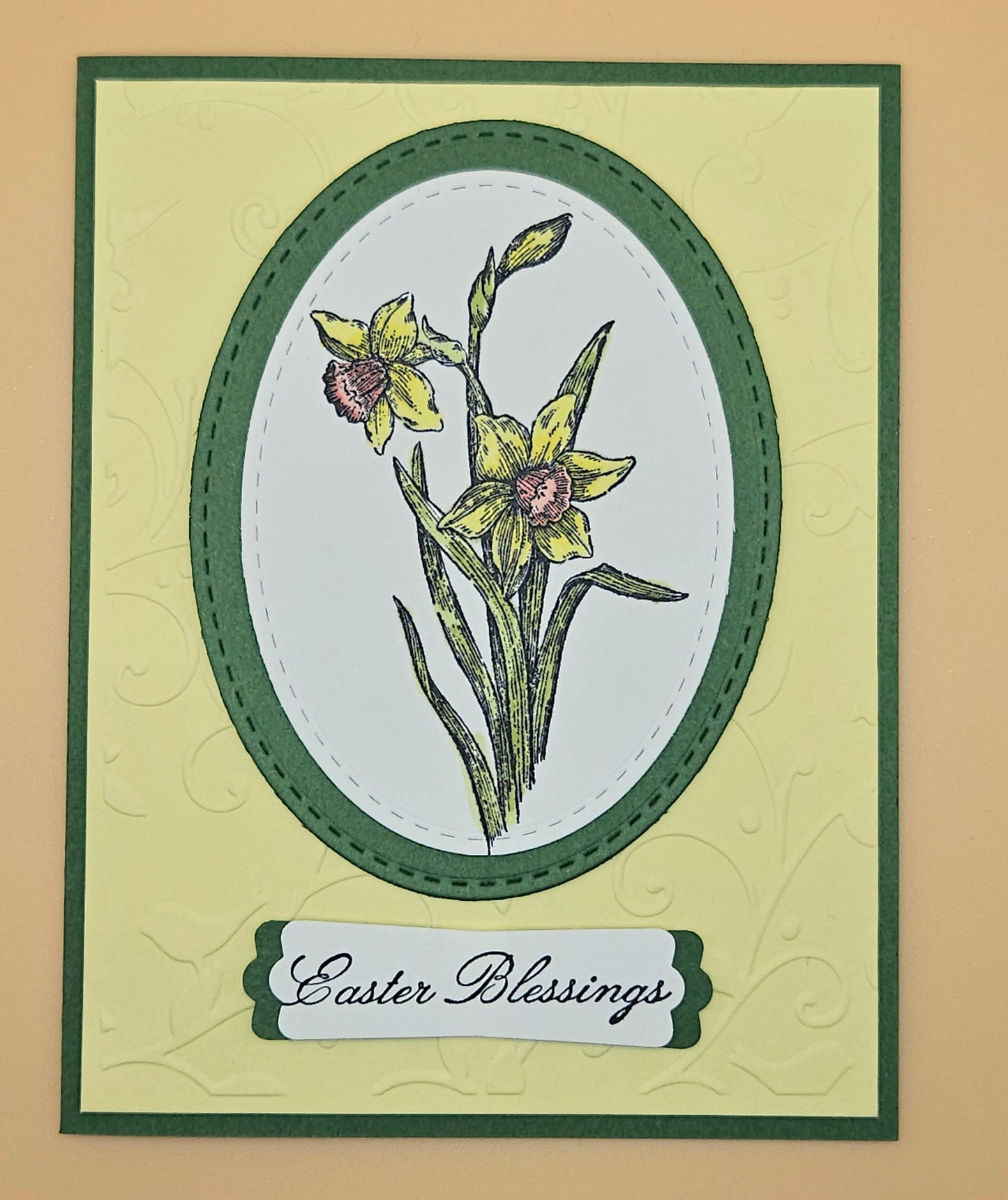 Religious Easter Card, Handmade Floral Lilies Blessings, Spring Keepsake, Blank Inside