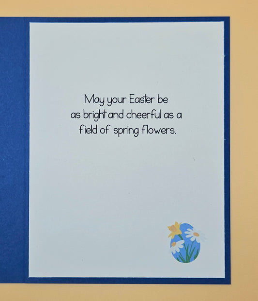 Handmade Easter Card, Vintage Bunny Greeting Card, Spring Meadow and Flowers Keepsake