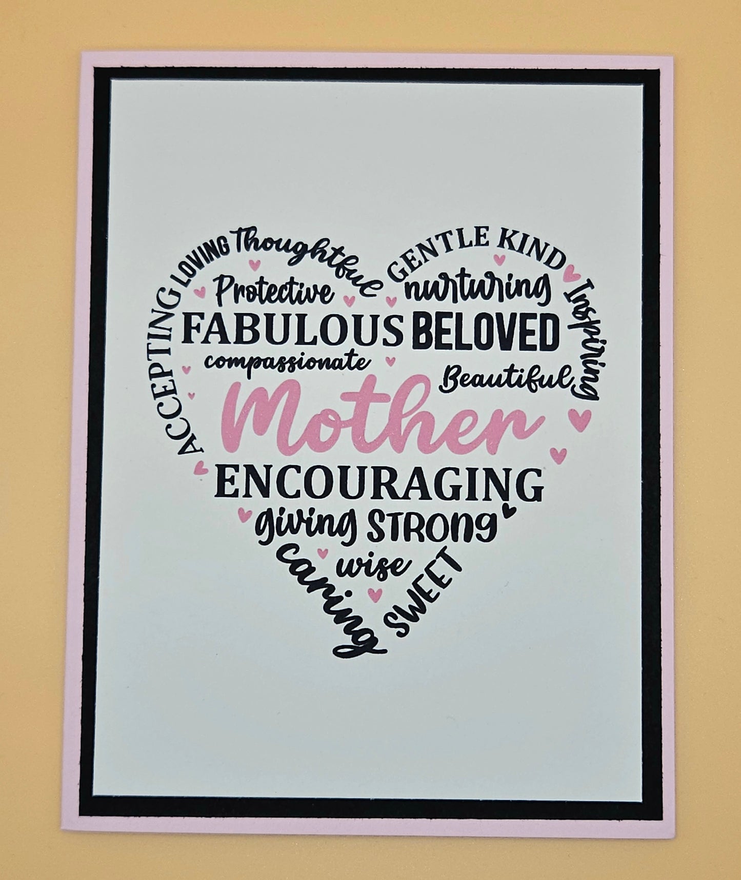 Mother's Day Card for Mom, Handmade Heart Word Art Illustration, Bold Keepsake