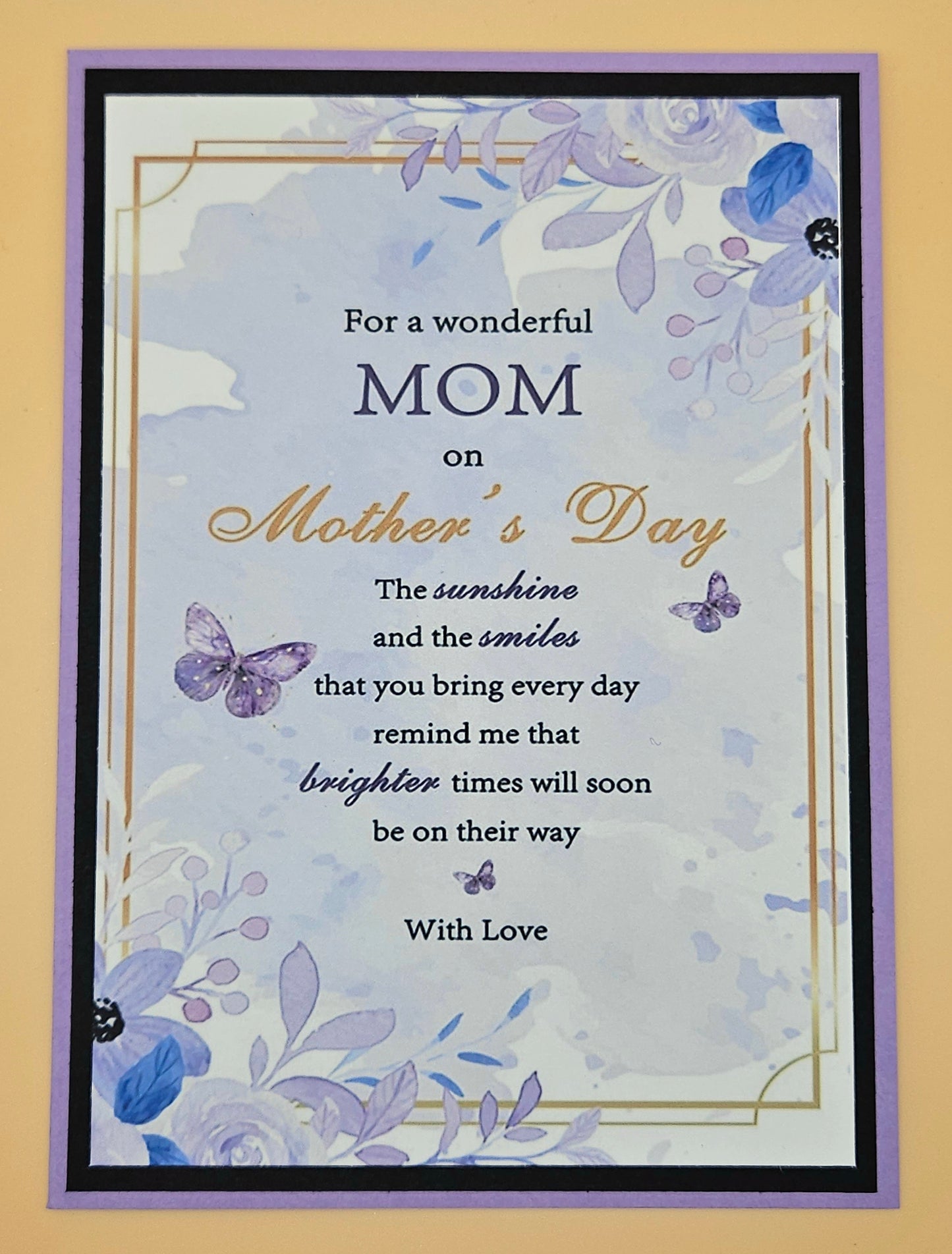 Mother's Day Card for Mom, Handmade Wonderful Mom Floral Butterfly Watercolor, Heartfelt Keepsake