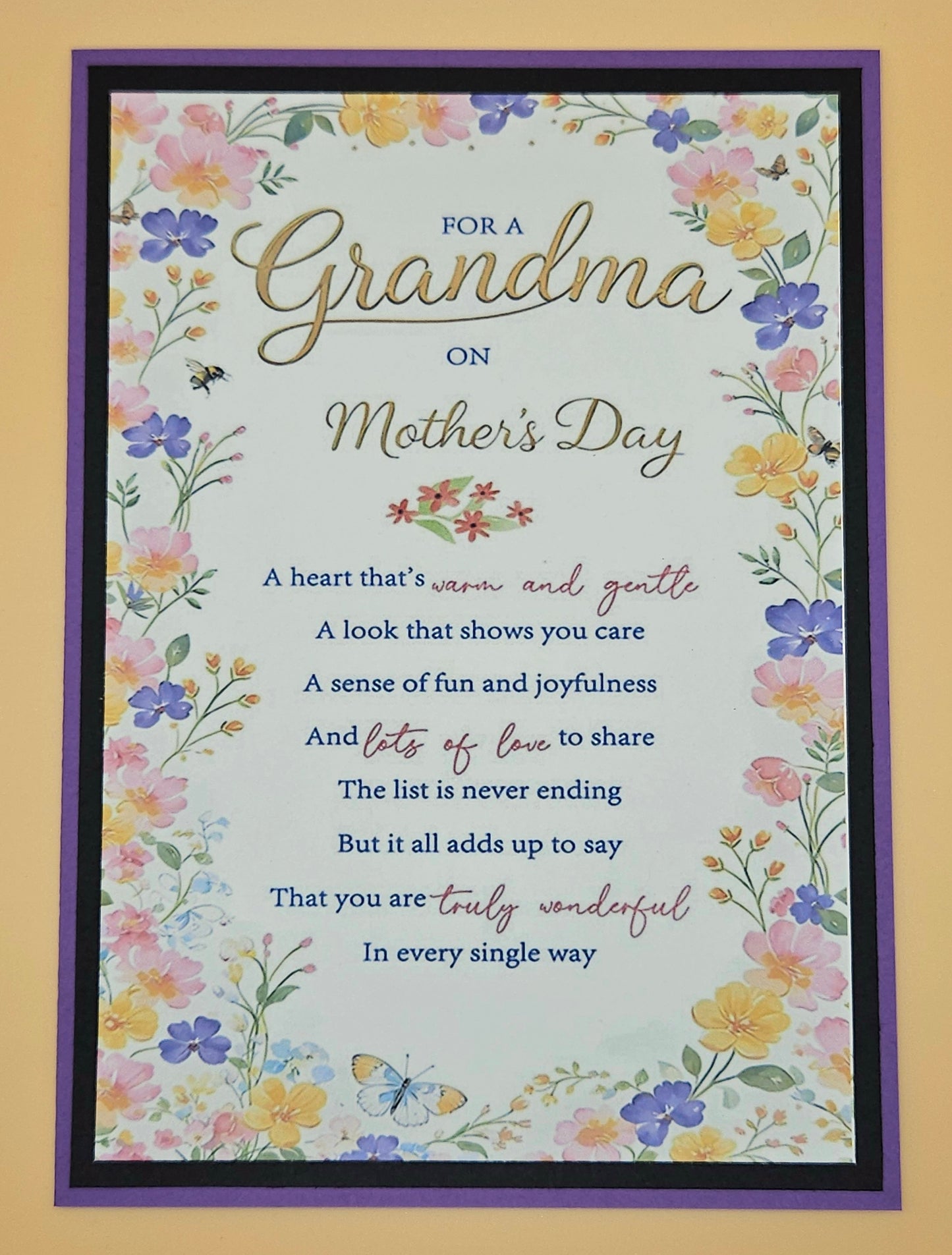 Mother's Day Card for Grandma, Handmade Floral Heart of Our Family, Heartfelt Keepsake