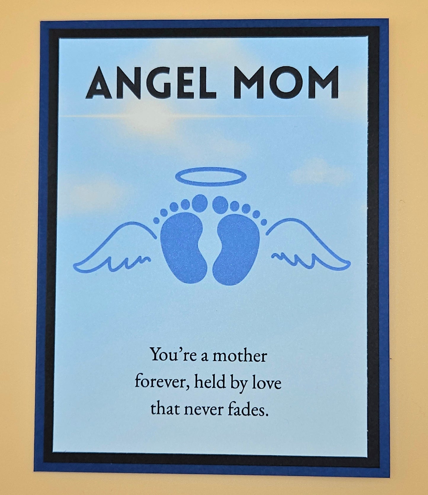 Angel Mom Memorial Card for Son, Handmade Boy Infant Loss Illustration, Sympathy Keepsake