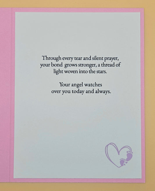 Handmade Angel Mom Memorial Card, Girl Infant Loss Remembrance Keepsake